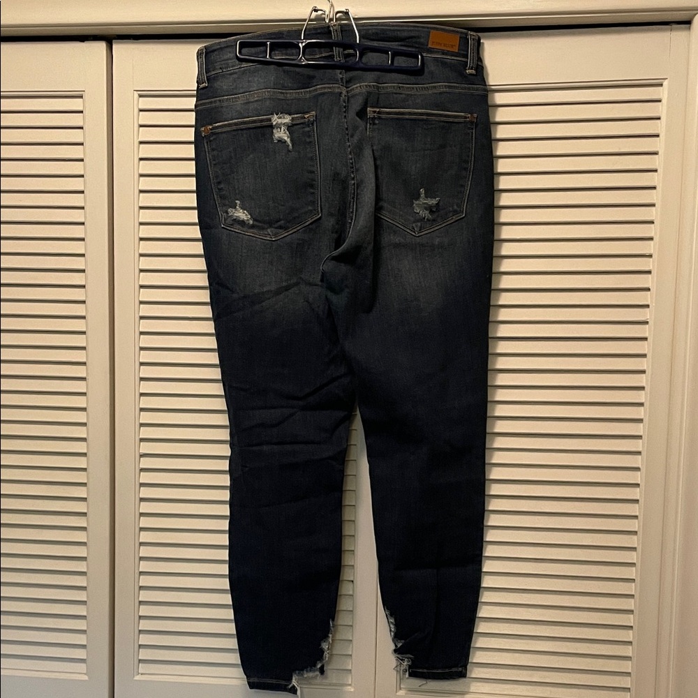 Judy Blue Distressed Dark Wash Skinny Fit Jeans, 16W - Picture 3 of 7